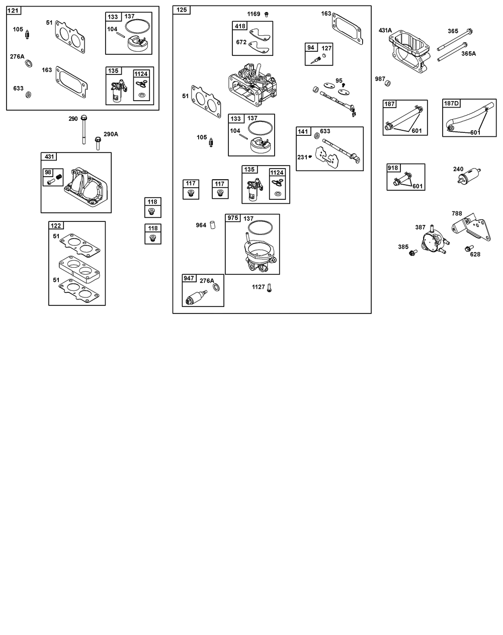 Carburetor And Fuel Supply Group Diagram and Parts List for 386447-0430-B5 200000 - 399999 Briggs and Stratton Engine